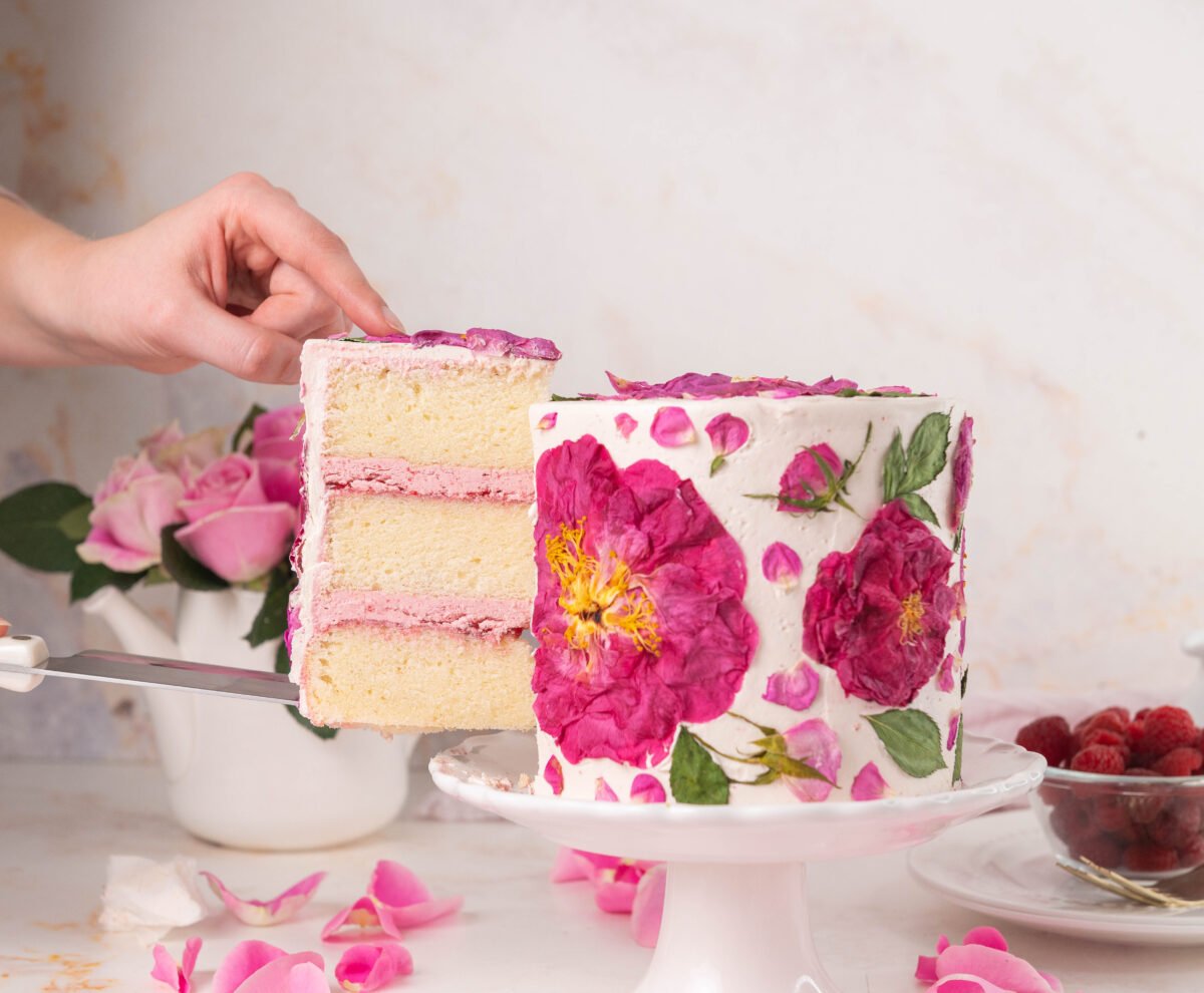 close up of rose cake