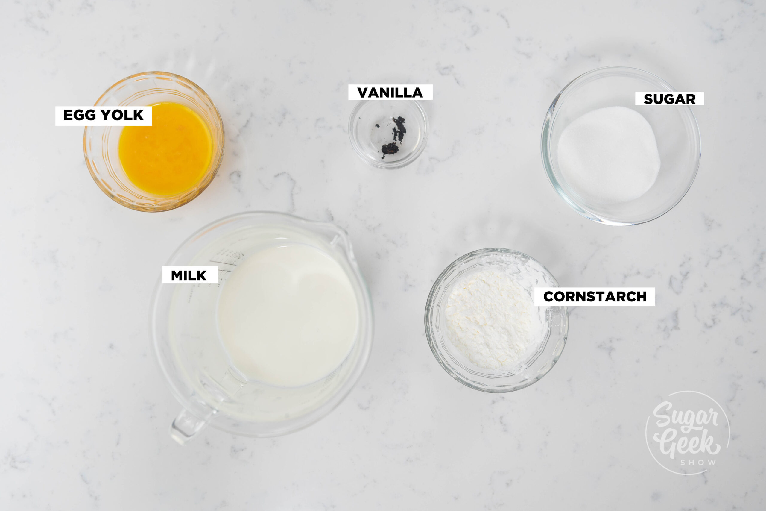 Picture of pastry cream ingredients.