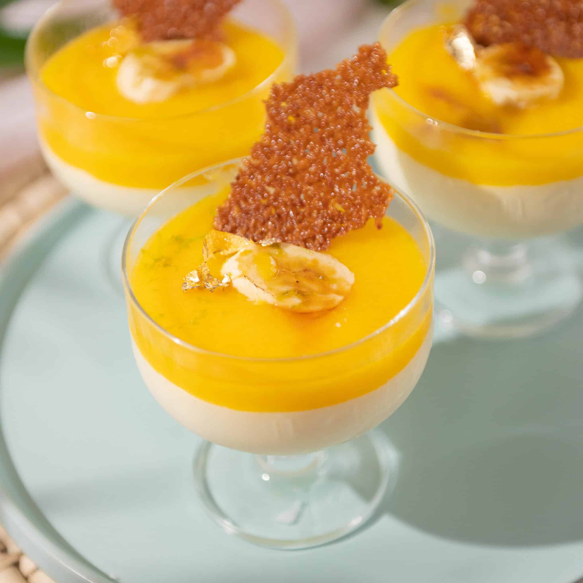 picture of completed mango mousse cup.