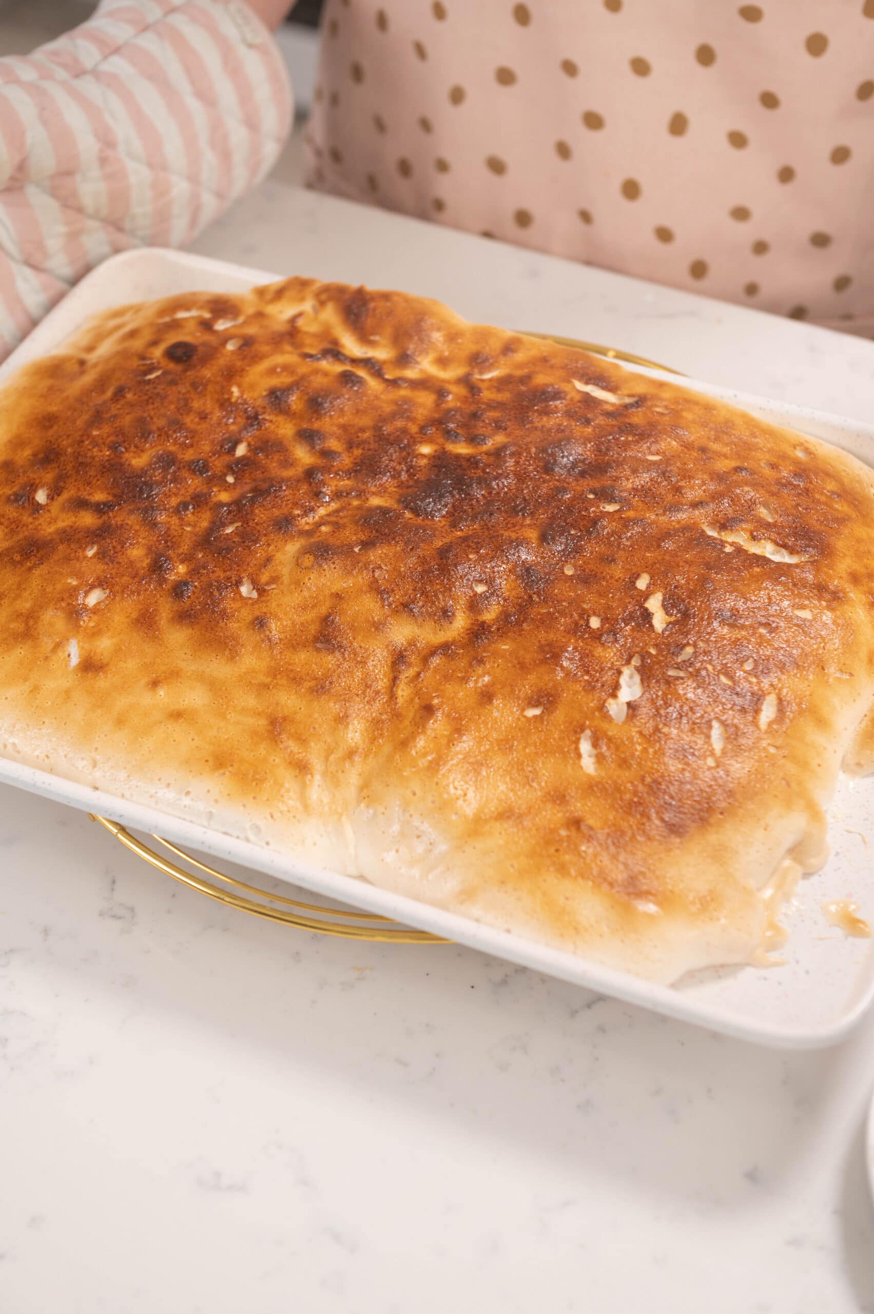 picture of toasted marshmallow on sheet pan.