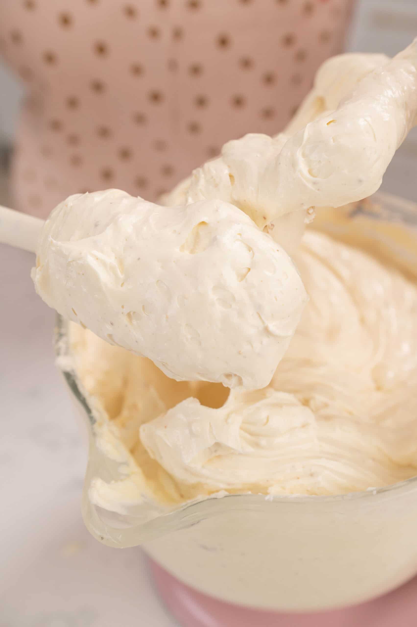 Spatula covered in marshmallow buttercream.