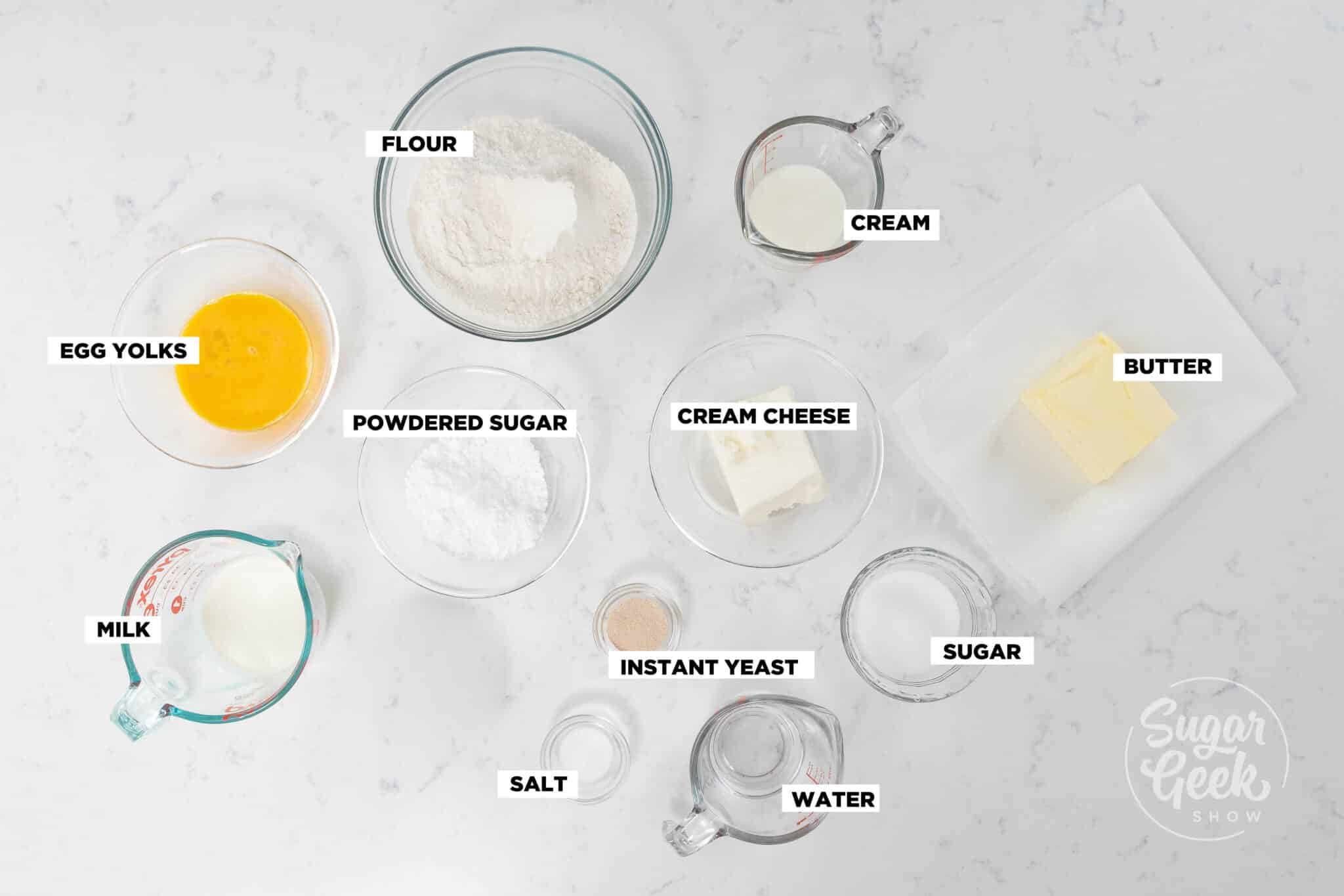 Picture of ingredients for cheese danish.