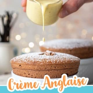 pinterest image of creme anglaise and souffle