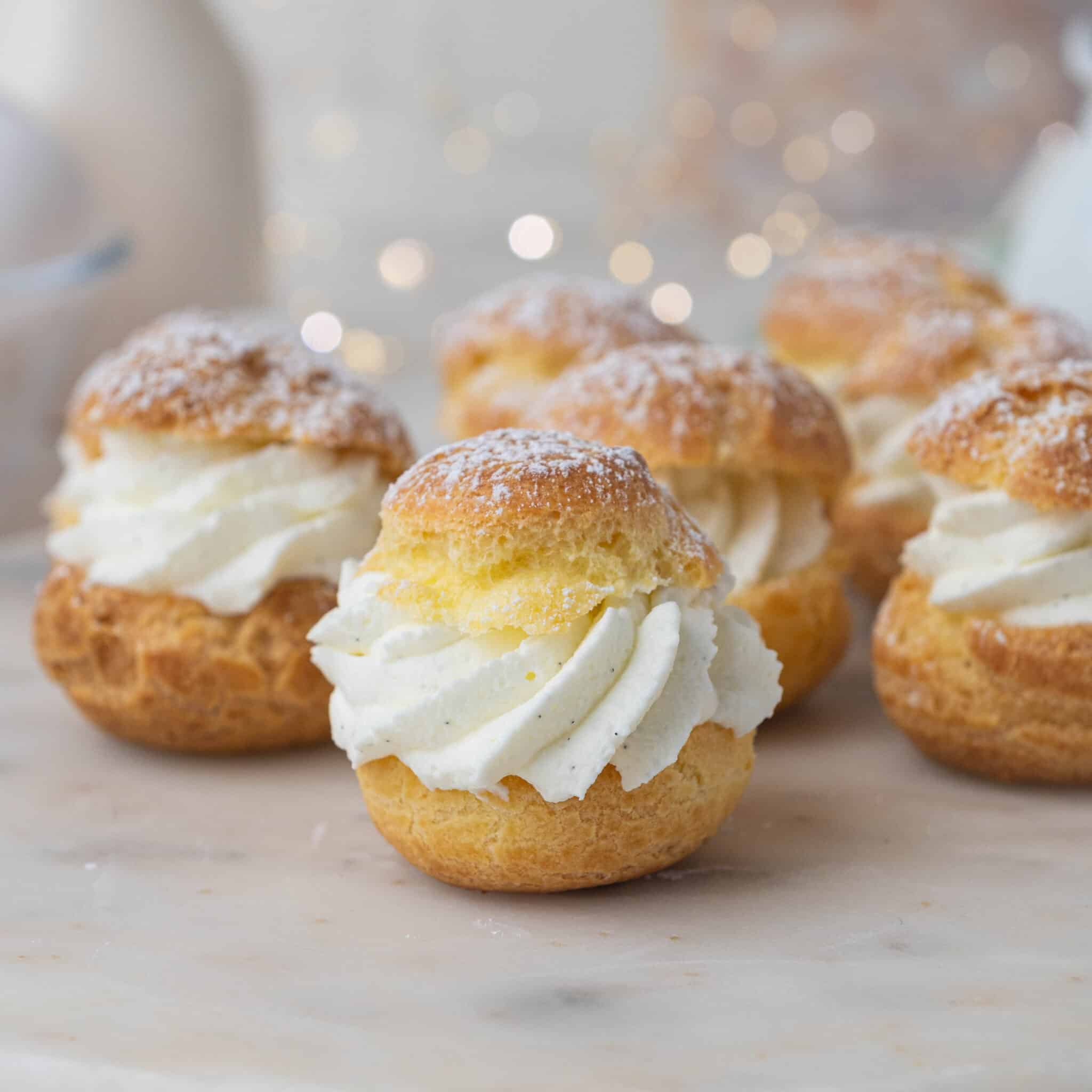 photo of cream puffs filled with whipped cream