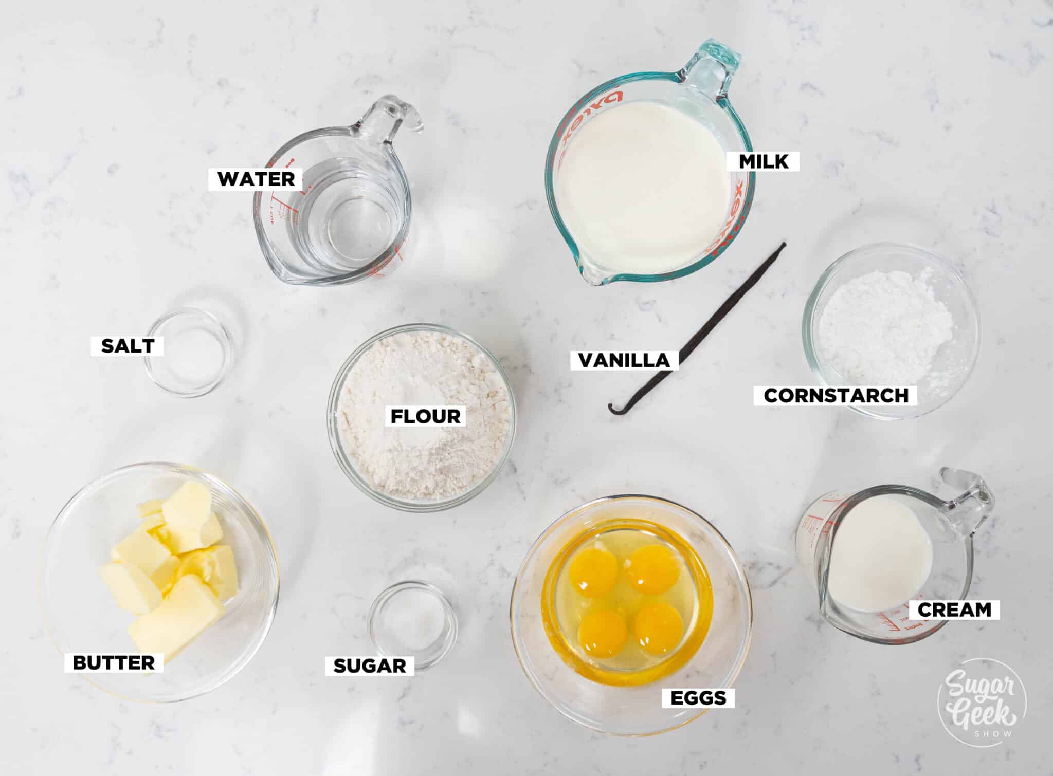 photo of cream puff ingredients