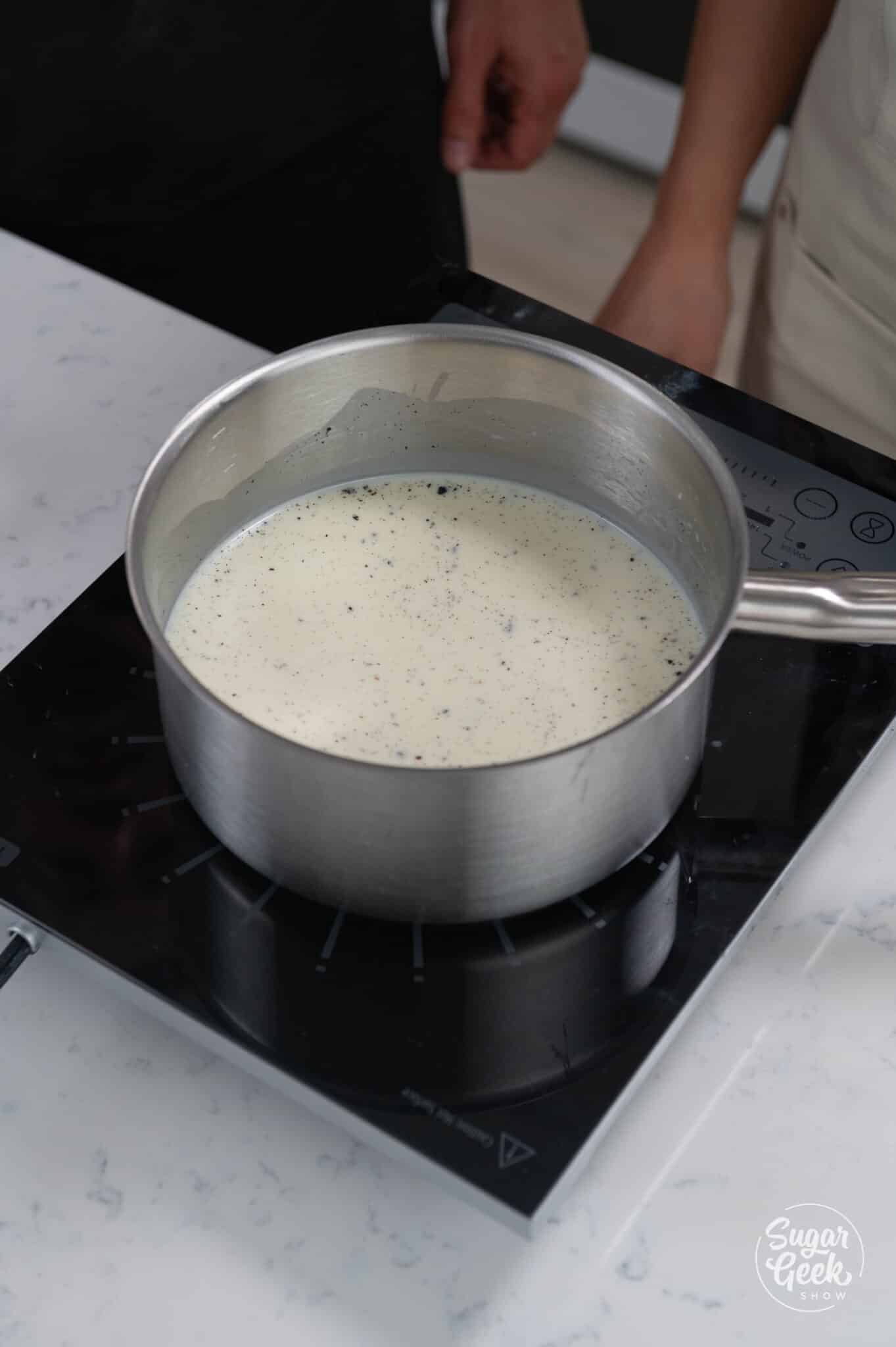 pot of simmering milk