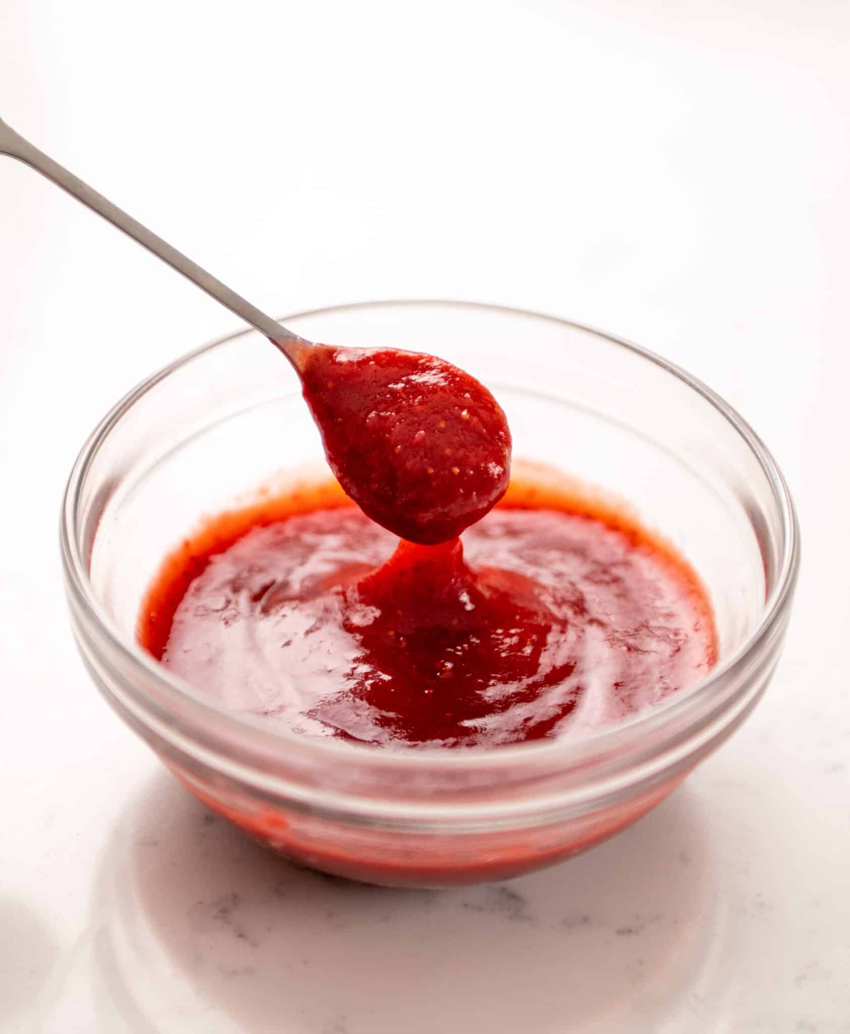 spoonful of strawberry puree