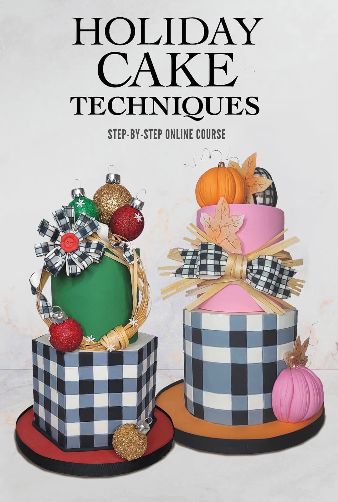 Poster of two cakes decorated for the holidays