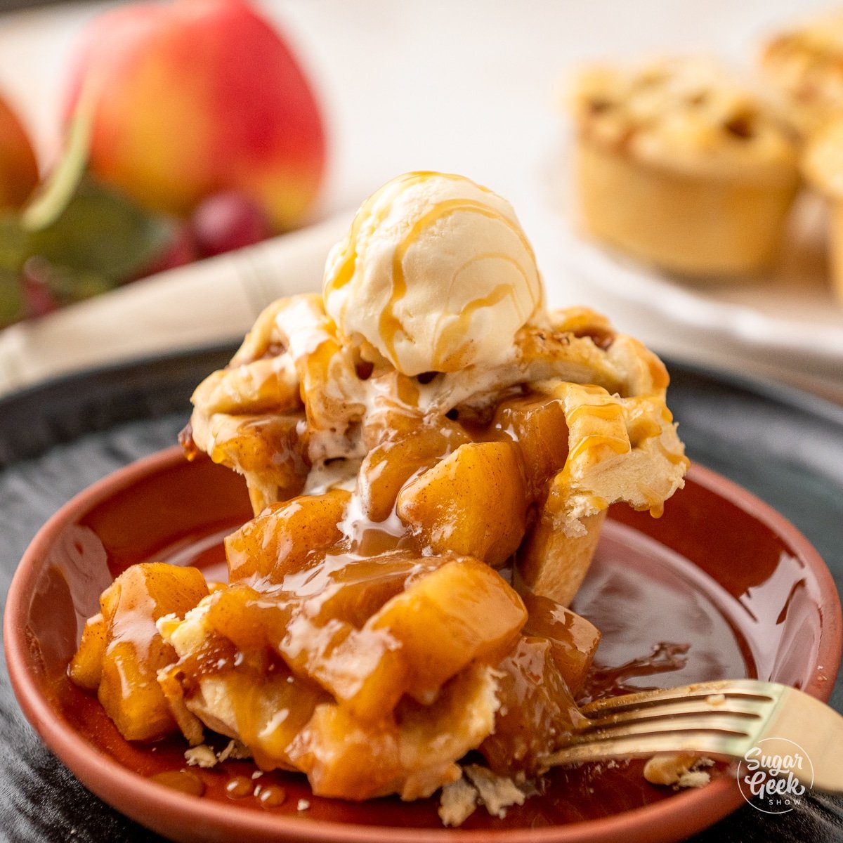 close up of mini apple pie