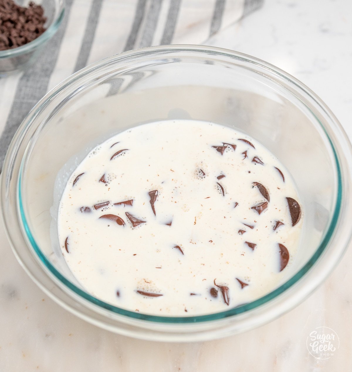 cream and chocolate in a glass bowl