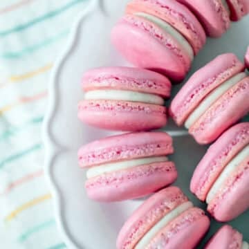 close up of french macarons on a plate
