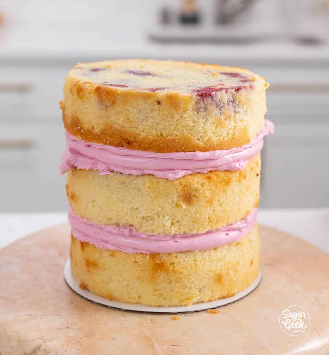 3 layers of lemon raspberry cake