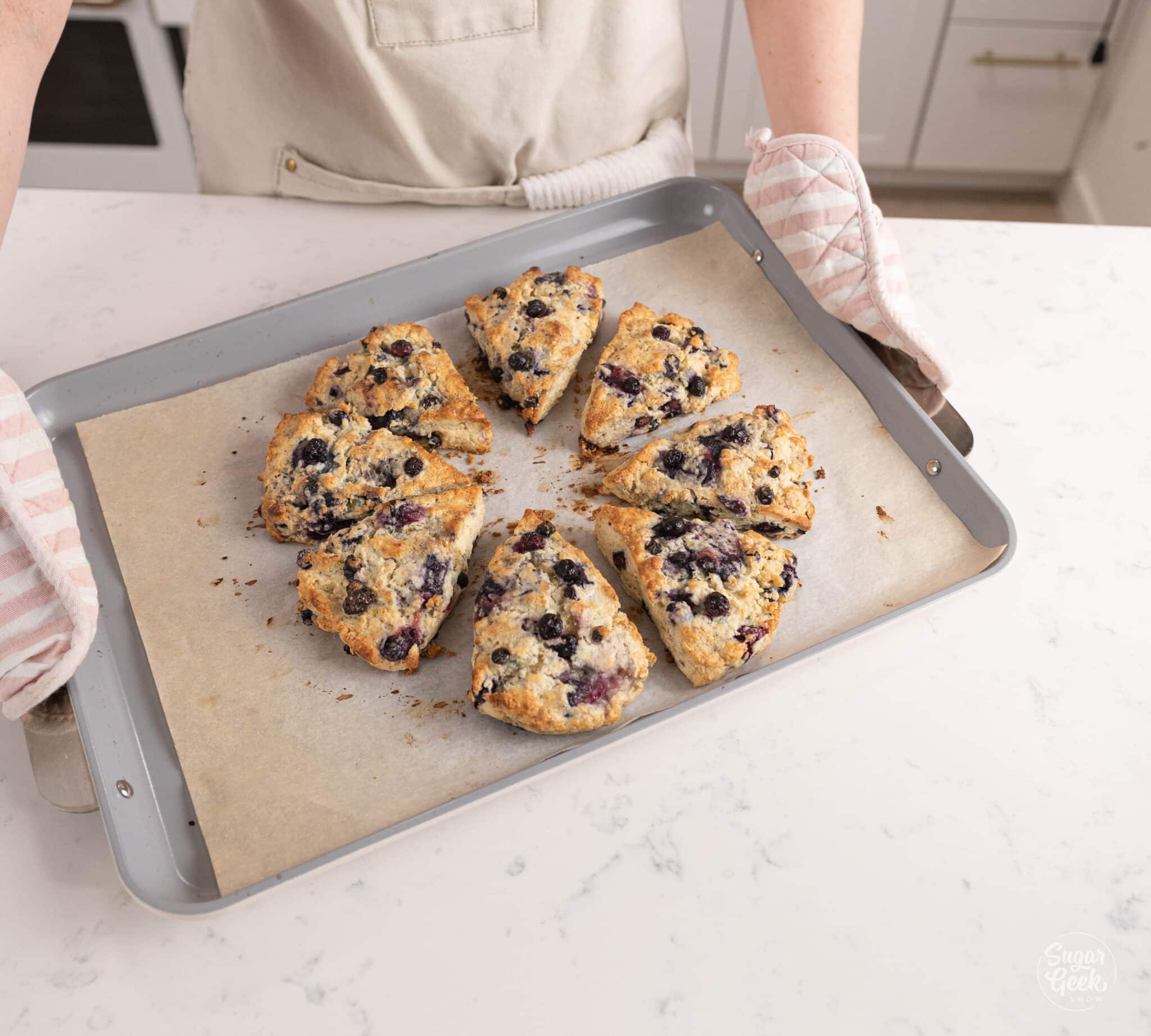 baked scones on a sheet pan