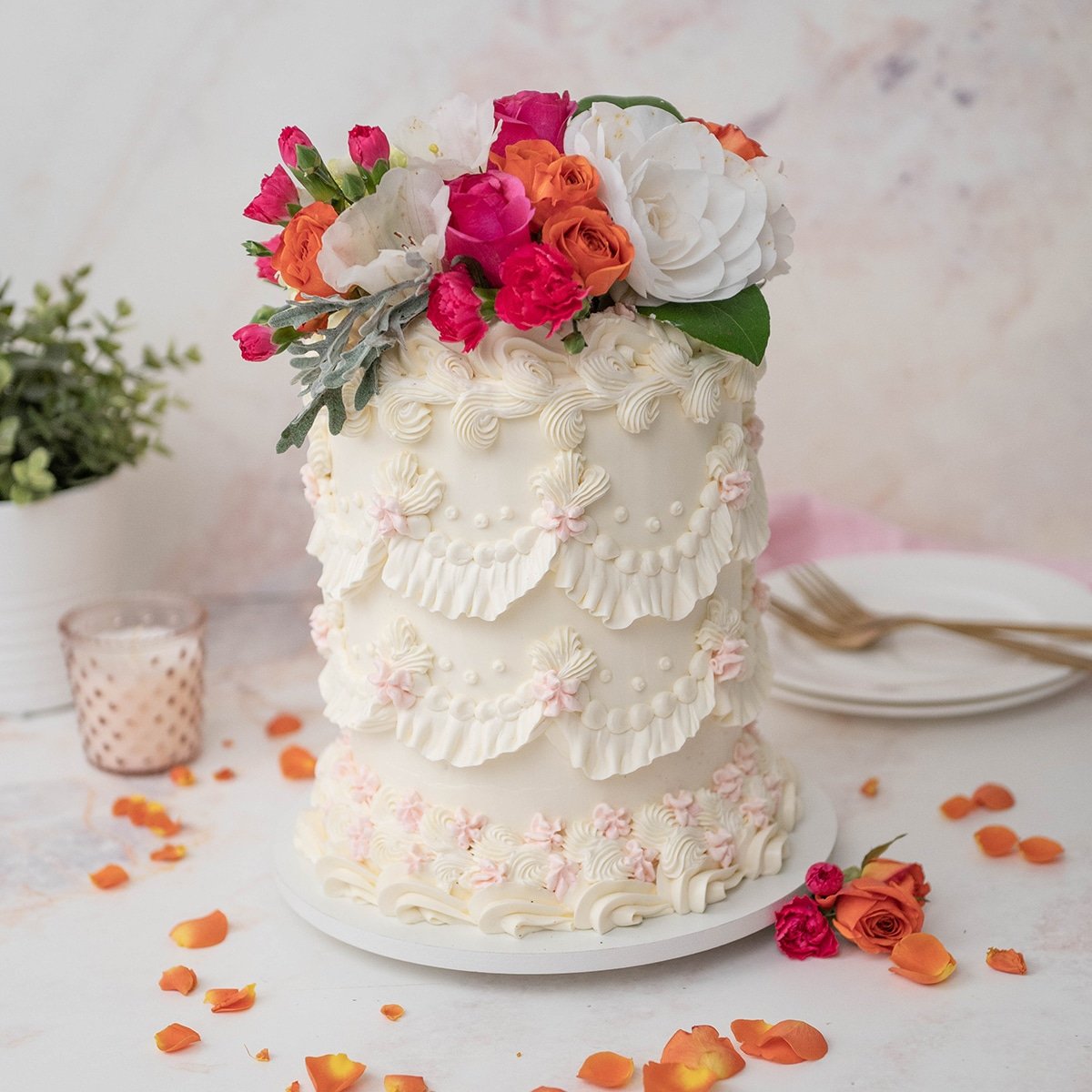 Vintage Cake With Buttercream Piping Recipe And Tutorial