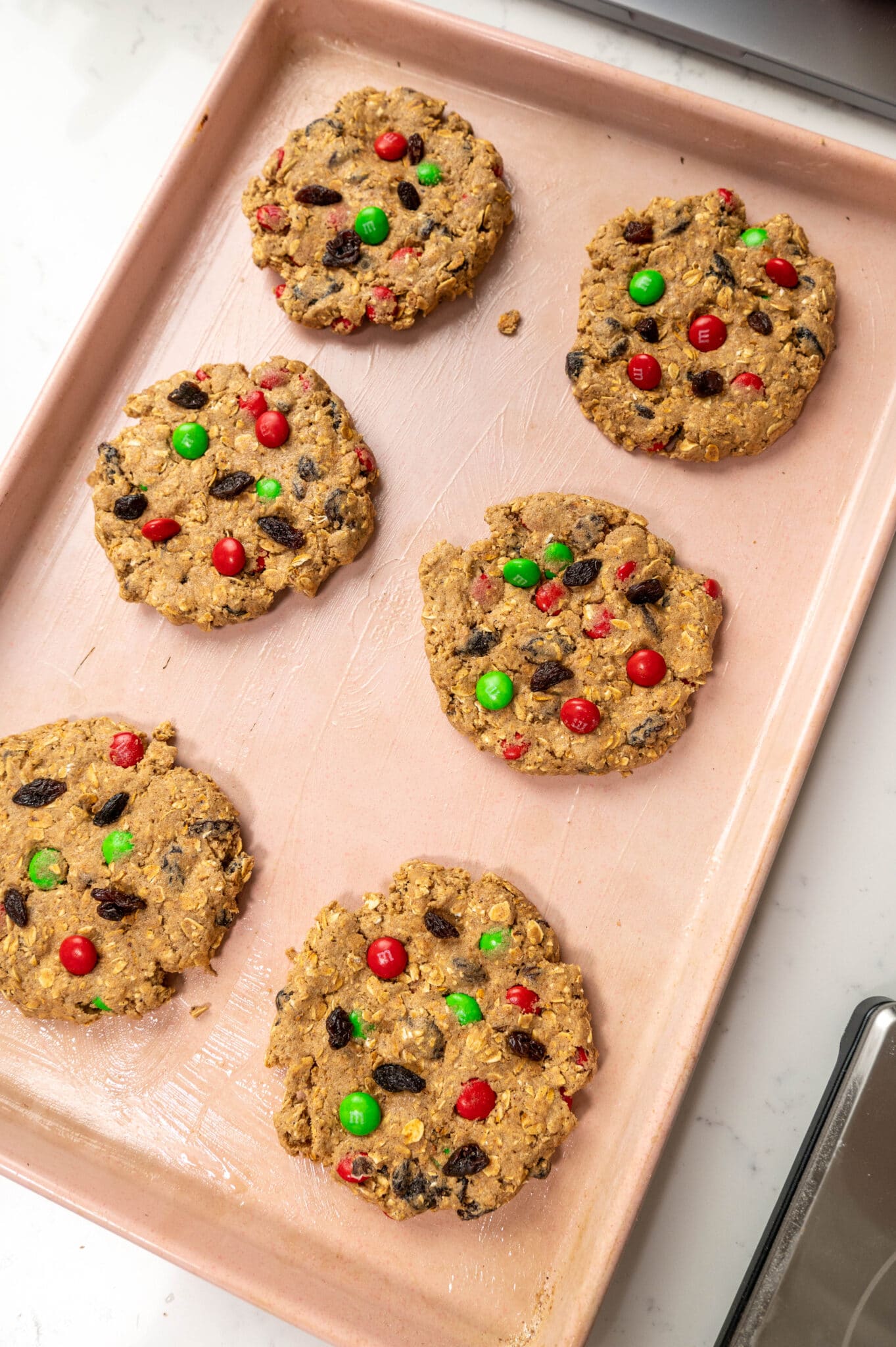 close up of cookies on a sheet pan