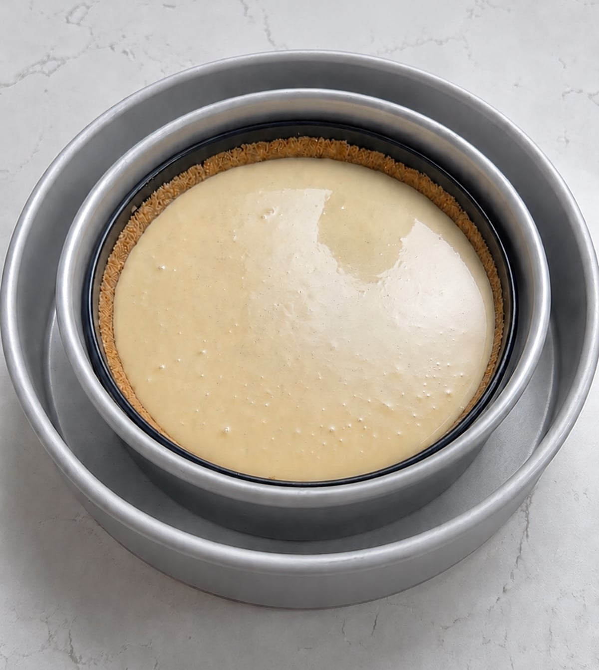 Cheesecake in a waterbath.