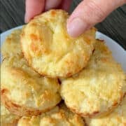 close up of keto biscuits on a plate