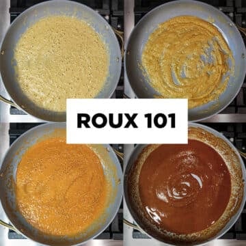 different stages of roux shot from above