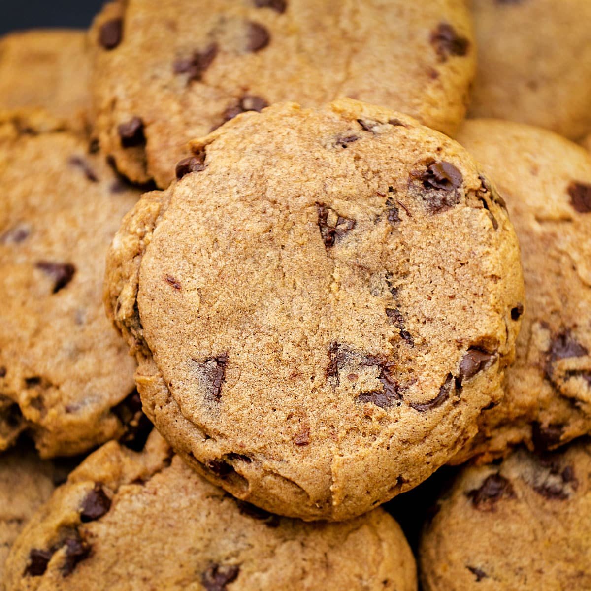 Close-up of pumpkin chocolate chip cookies.