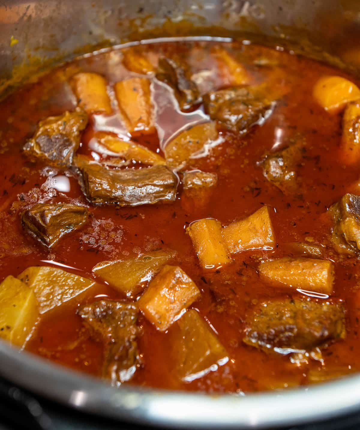 The Instant Pot Beef Stew after it's finished cooking.