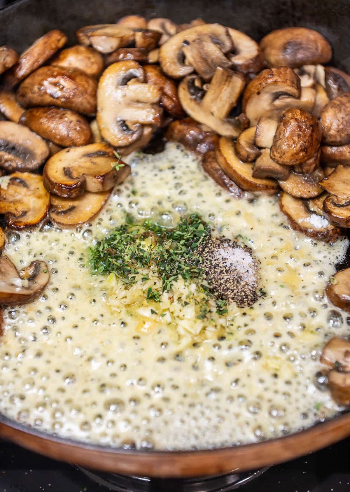 closeup of melted butter garlic 