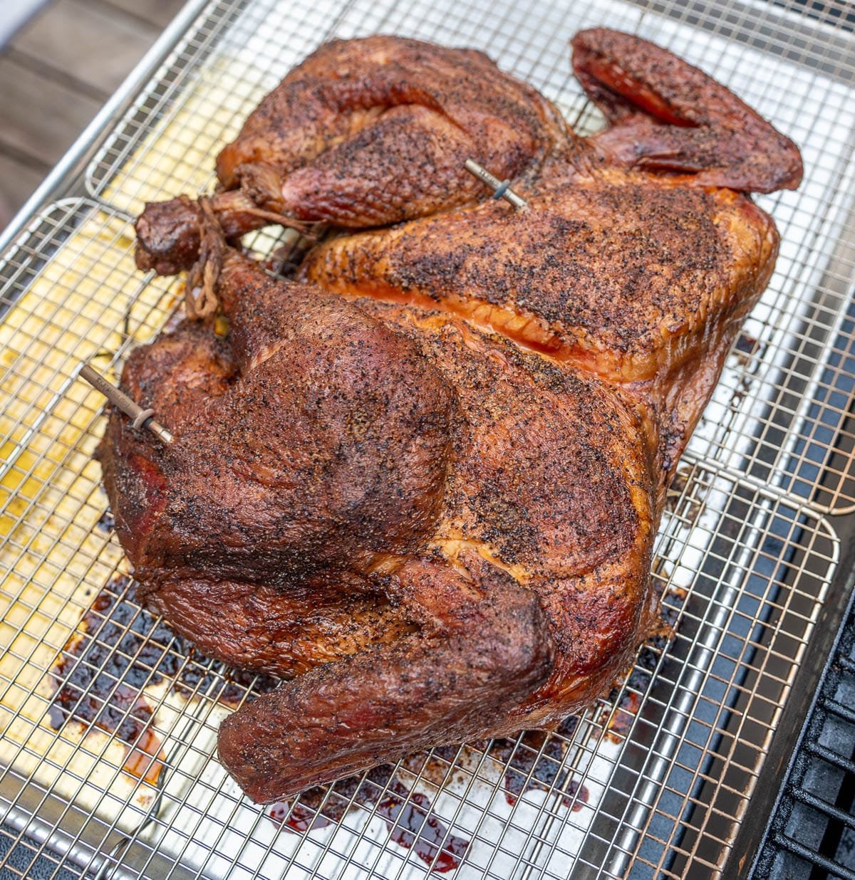 The first round of smoking the turkey. 