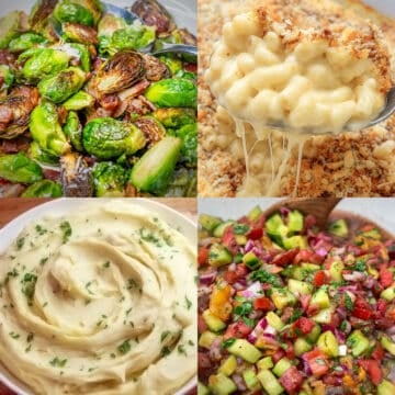 collage of four thanksgiving side dishes