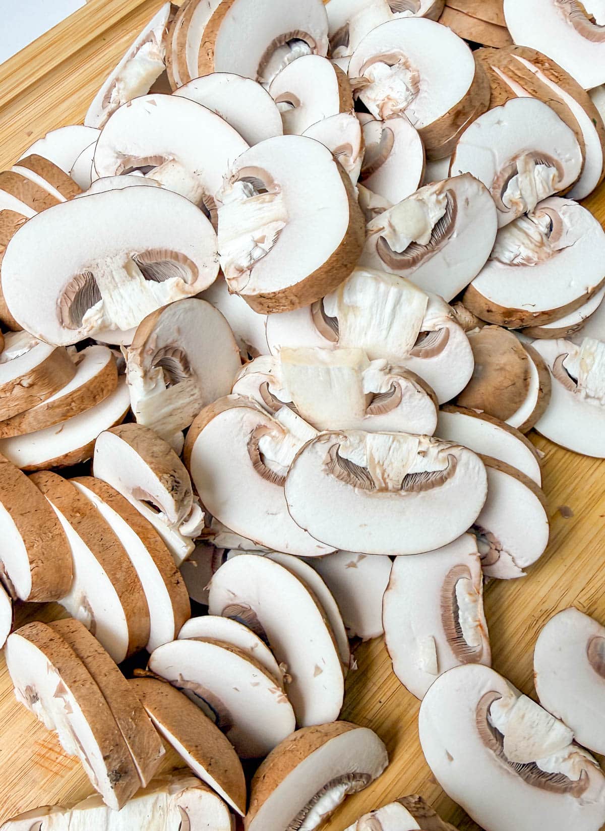 close up of sliced mushrooms