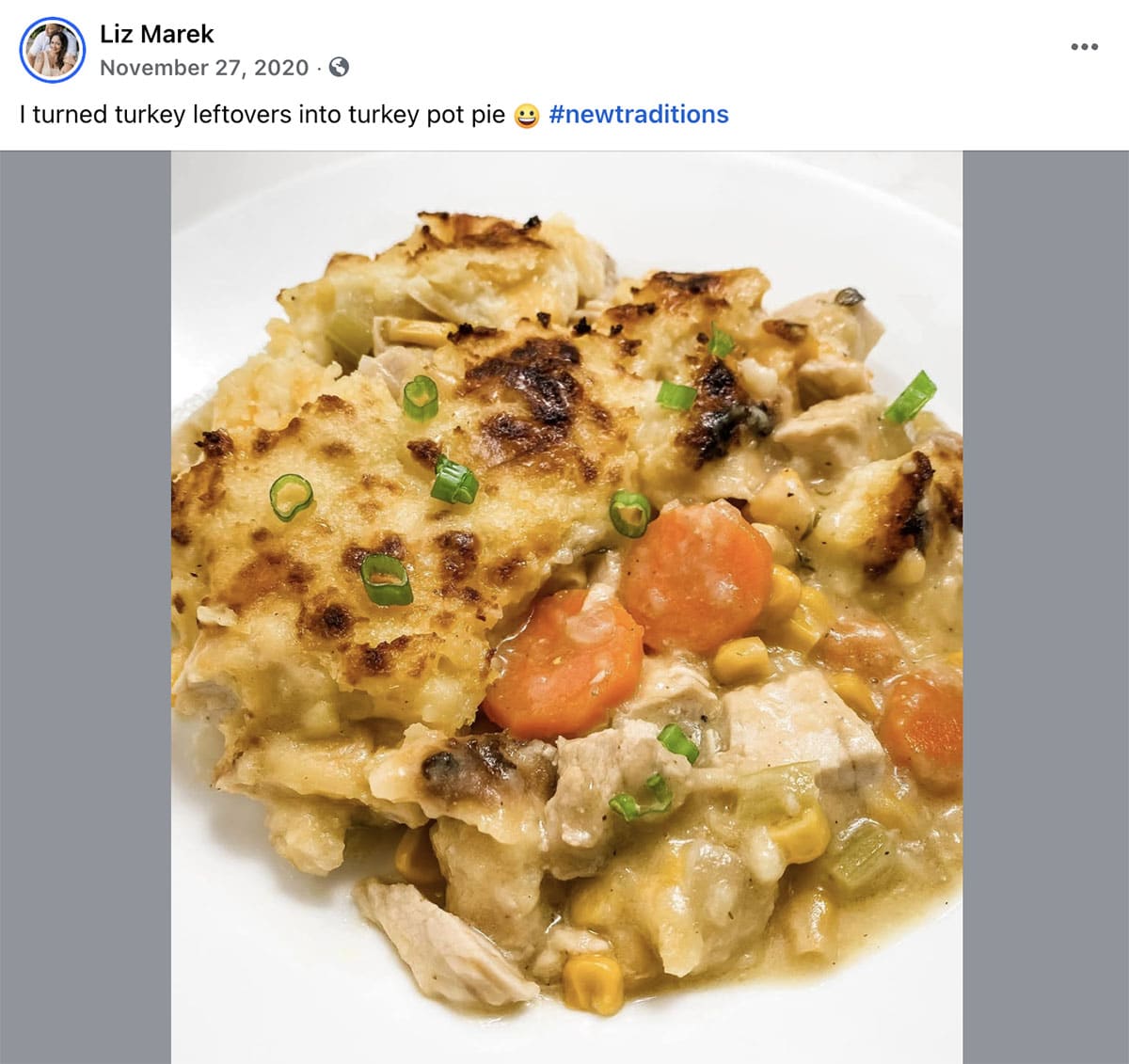 screenshot of leftover turkey casserole