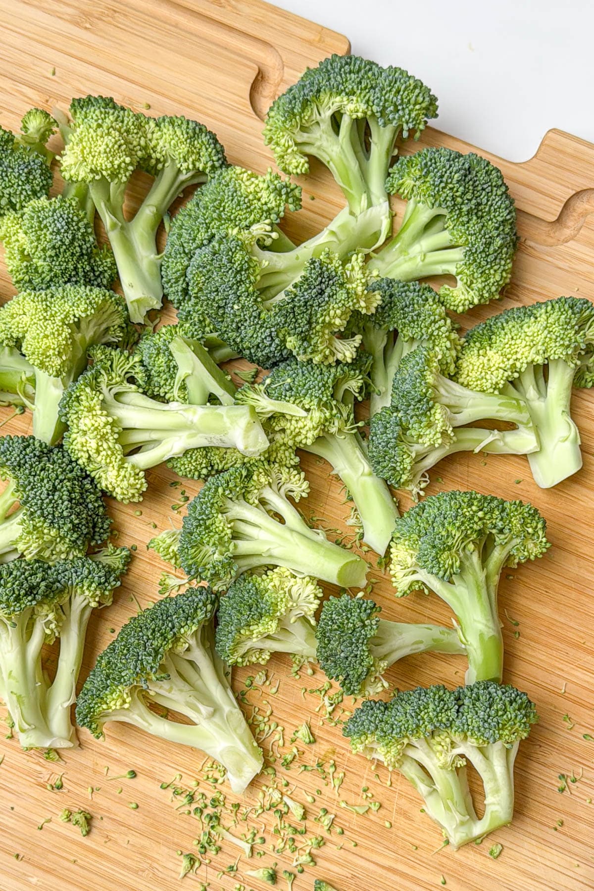 Broccoli cut into small pieces.