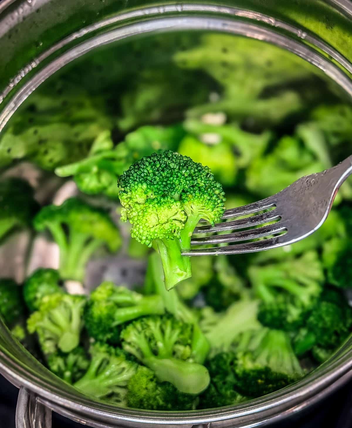 The finished dish: perfectly crisp, steamed broccoli.