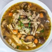 turkey soup in a bowl
