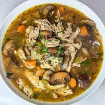 turkey soup in a bowl