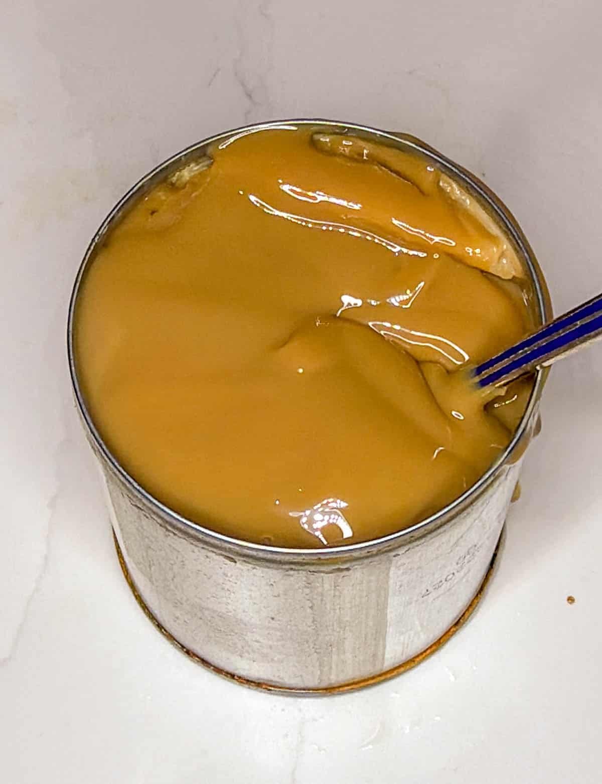 open can of finished dulce de leche