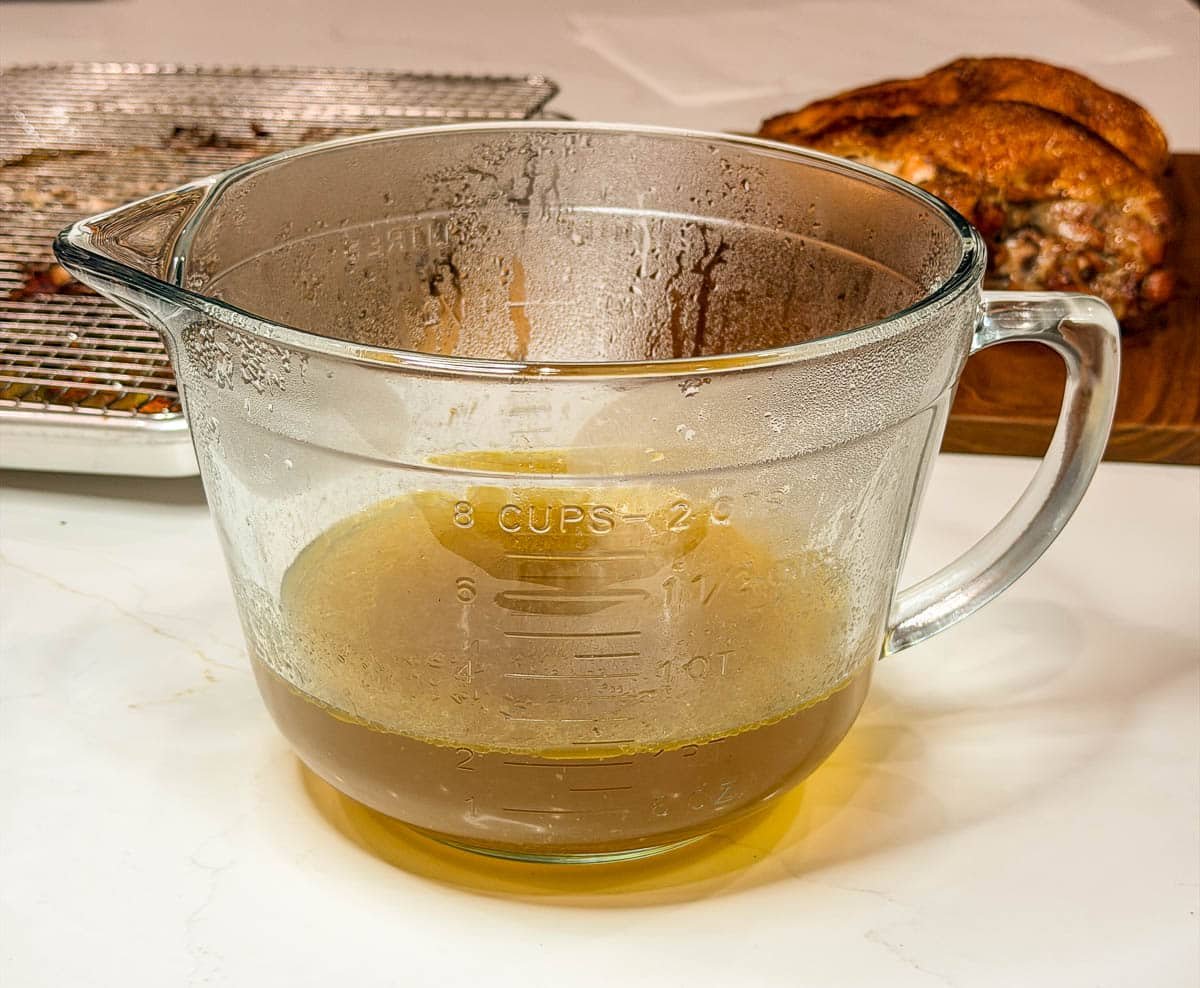 The finished product (2 cups) or turkey broth from the "How to Make Turkey Broth" recipe.