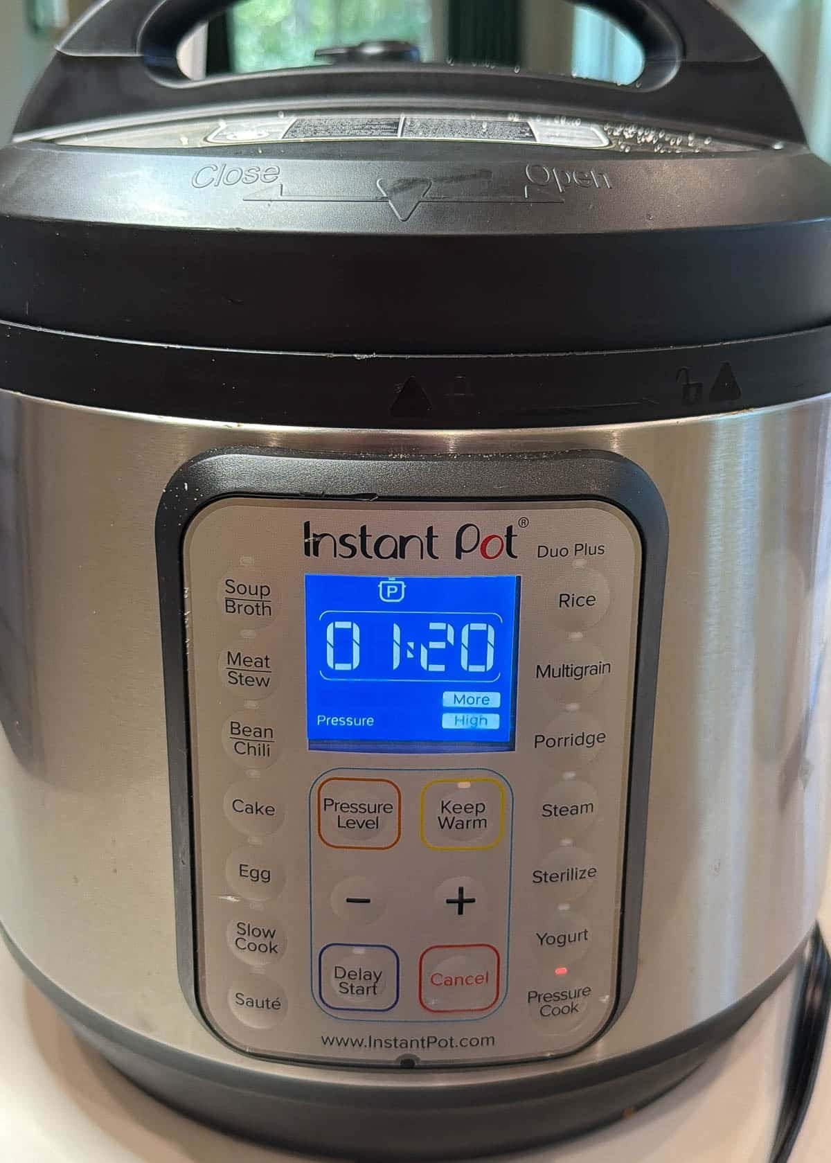 Instant pot set to one hour and 20 minutes.